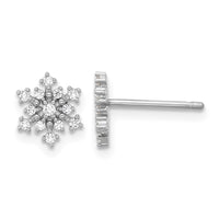 Sterling Silver Rhodium-plated Polished CZ Snowflake Post Earrings