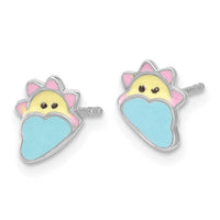 Sterling Silver Rhodium-plated Enamel Sun and Cloud Earrings