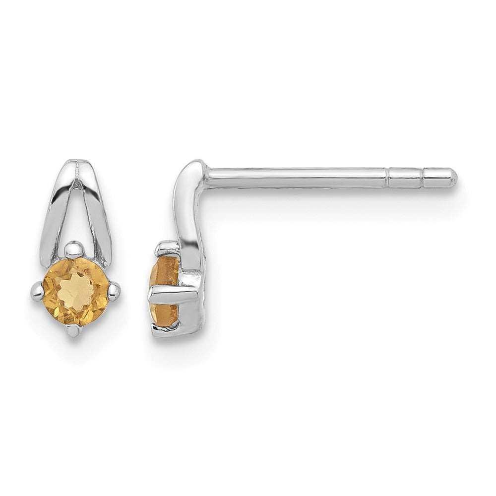 Sterling Silver Rhodium-plated Citrine Post Earrings