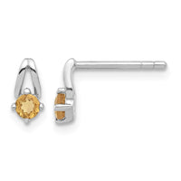 Sterling Silver Rhodium-plated Citrine Post Earrings