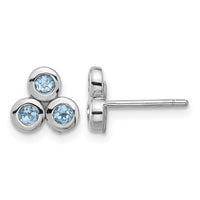 Sterling Silver Rhodium-plated Light Swiss Blue Topaz Petite Post Earrings