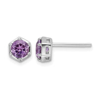 Sterling Silver Rhodium-plated Polished Amethyst Post Earrings