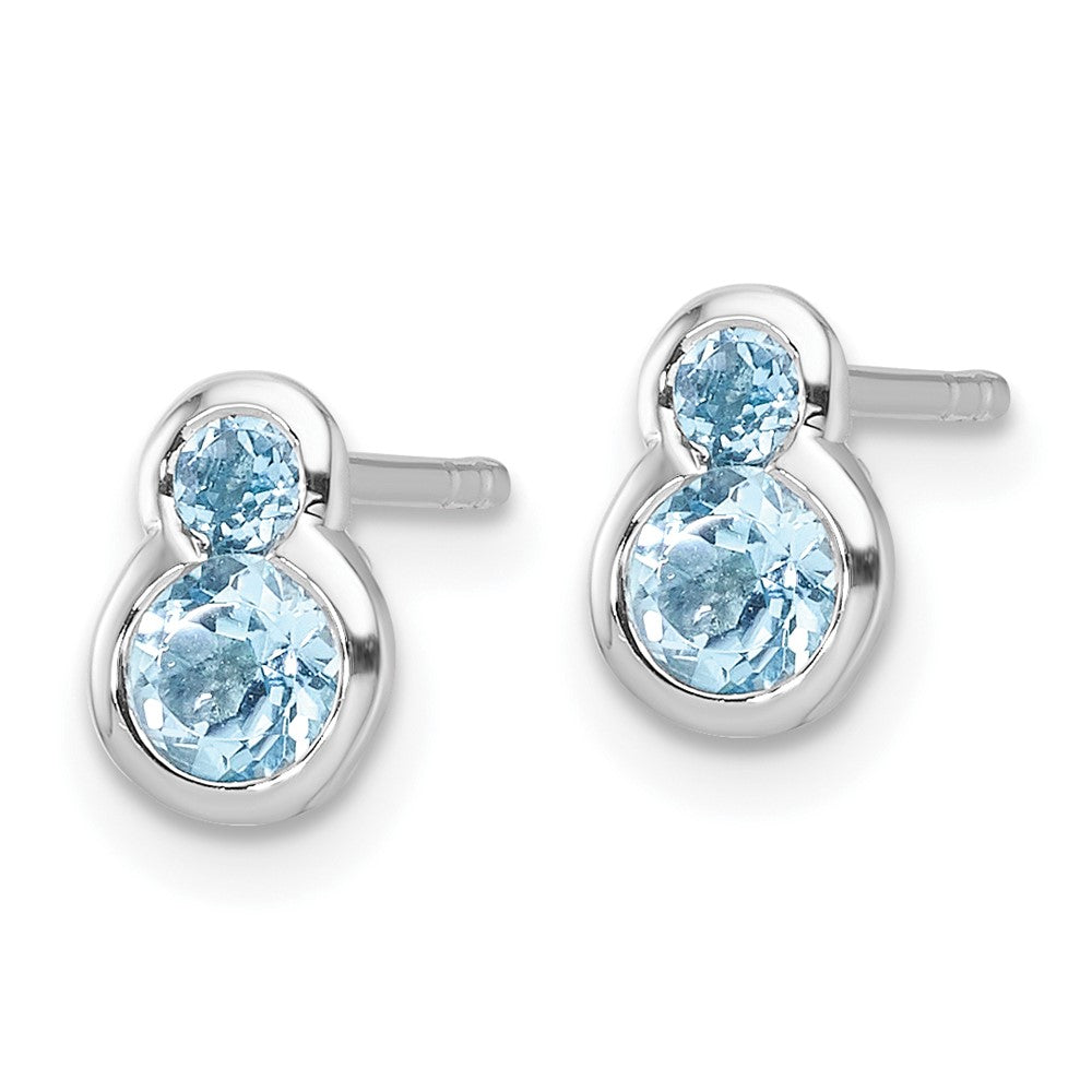 Sterling Silver Rhodium-plated Polished Swiss Blue Topaz Post Earrings