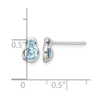Sterling Silver Rhodium-plated Polished Swiss Blue Topaz Post Earrings