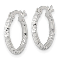 SS Polished D/C Textured 16x2.25mm Round Hoop Earrings