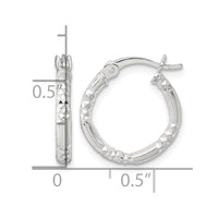 SS Polished D/C Textured 16x2.25mm Round Hoop Earrings