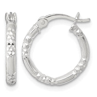 SS Polished D/C Textured 16x2.25mm Round Hoop Earrings