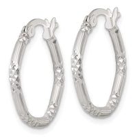 SS Polished D/C Textured 20x2.25mm Round Hoop Earrings