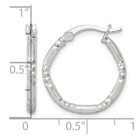 SS Polished D/C Textured 20x2.25mm Round Hoop Earrings