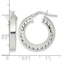 Sterling Silver Polished and Textured Hoop Earrings
