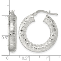 Sterling Silver Polished and Textured Hoop Earrings