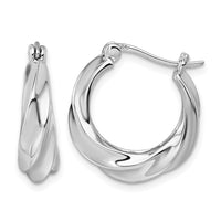 Sterling Silver Rhodium-plated Twisted Hoop Earrings