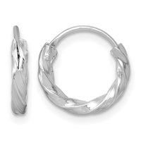 SS RH-pltd Polished Twisted 13x2.25mm Round Hoop Earrings