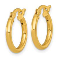 Sterling Silver Gold-tone Polished 2.0mm Round Hoop Earrings