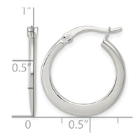 Sterling Silver Polished 20.0mm Tapered Round Hoop Earrings