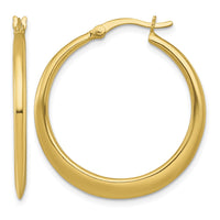 SS Gold-tone Polished 30.0mm Tapered Round Hoop Earrings