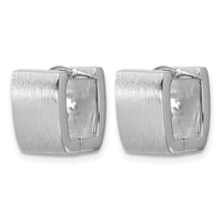 Sterling Silver Rhodium-plated Brushed Square Hinged Hoop Earrings
