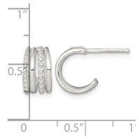 Sterling Silver Polished and Beaded Post C-Hoop Earrings