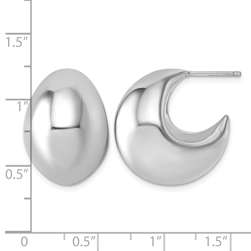 Sterling Silver Rhodium-plated Polished Hollow Fancy Post J-Hoop Earrings