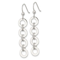 Sterling Silver Polished and Textured Circle Dangle Earrings