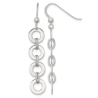 Sterling Silver Polished and Textured Circle Dangle Earrings