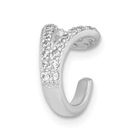 Sterling Silver Rhodium-plated Polished CZ Single Ear Cuff