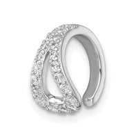 Sterling Silver Rhodium-plated Polished CZ Single Ear Cuff