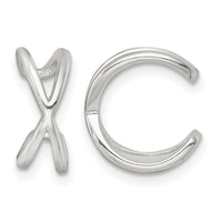 Sterling Silver Polished Criss Cross Pair of Ear Cuffs