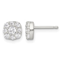 Sterling Silver Polished CZ Cluster Post Earrings
