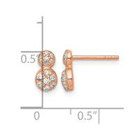 Sterling Silver Rose Gold-plated Polished Fancy CZ Post Earrings