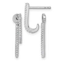 Sterling Silver Rhodium-plated CZ Front and Back Dangle Post Earrings