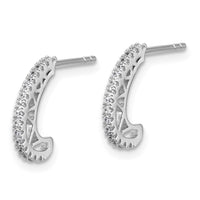 Sterling Silver Rhodium-plated CZ J-Hoop Post Earrings