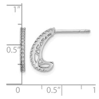 Sterling Silver Rhodium-plated CZ J-Hoop Post Earrings