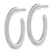 SSilver RH-plated Polished 1.6mm CZ In and Out Post C-Hoop Earrings