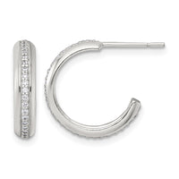 Sterling Silver Polished 16x3.5mm CZ Post C-Hoop Earrings
