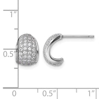 Sterling Silver Rhodium-plated CZ Pave Post J-Hoop Earrings