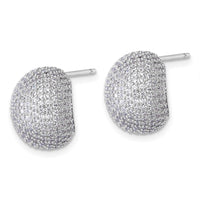 Sterling Silver Rhodium-plated CZ Pave Post Earrings