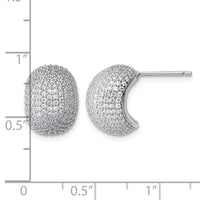 Sterling Silver Rhodium-plated CZ Pave Post Earrings