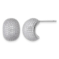 Sterling Silver Rhodium-plated CZ Pave Post Earrings