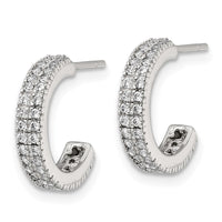 Sterling Silver Polished 3.2mm CZ Post C-Hoop Earrings