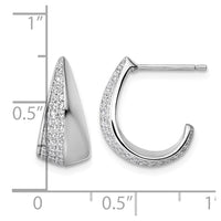 Sterling Silver Rhodium-plated CZ Polished Post J-Hoop Earrings