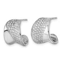 Sterling Silver Rhodium-plated CZ Polished Post J-Hoop Earrings