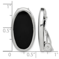 Sterling Silver Rhodium-plated Polished Onyx Non-Pierced Oval Earrings