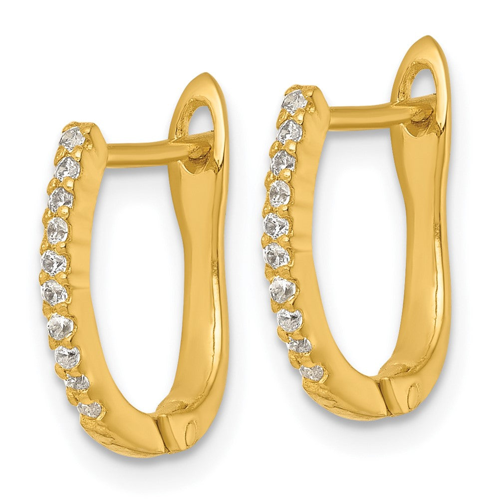 Sterling Silver Gold-tone Polished CZ Hoop Earrings