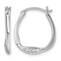 Sterling Silver Rhodium-plated CZ Polished Small Twist Hoop Earrings