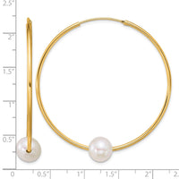 Sterling Silver Gold-plated 8-9mm FWC Pearl Hoop Earrings