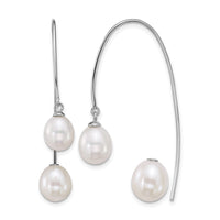 Sterling Silver Rh-plated FWC Pearl Front and Back Threader Earrings