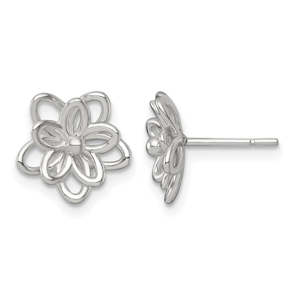 Sterling Silver Polished Flower Post Earrings