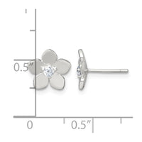 Sterling Silver Polished CZ Flower Post Earrings