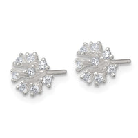 Sterling Silver Polished CZ Floral Post Earrings